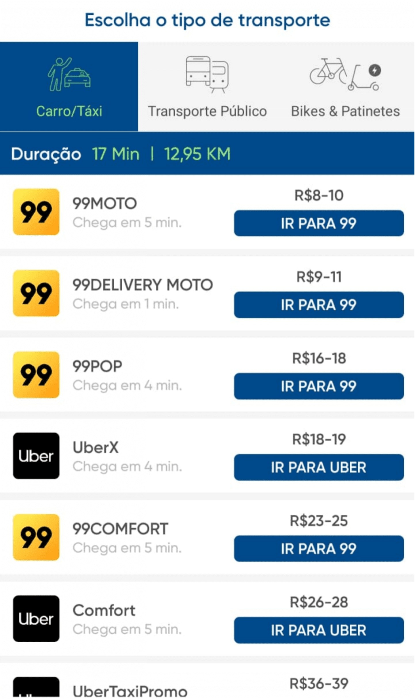 Tela de resultado de busca do aplicativo VAH – Fonte Aplicativo