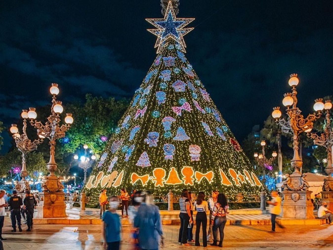 Árvore de Natal na praça de Salvador