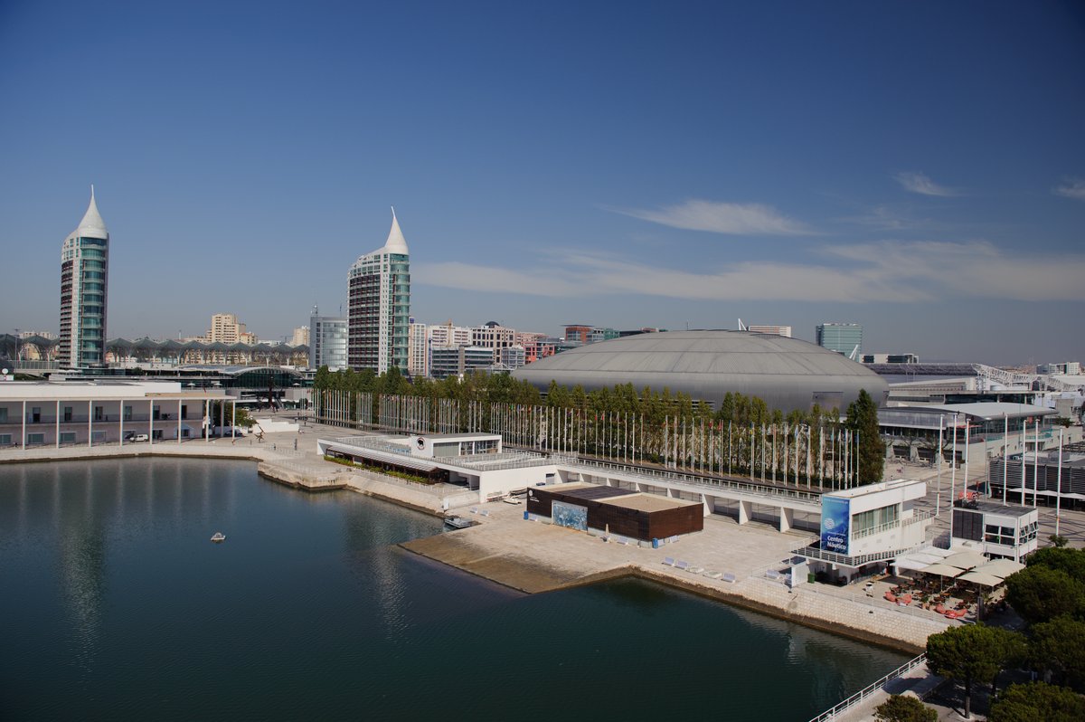 Visão geral do Parque das Nações, em Lisboa, Portugal