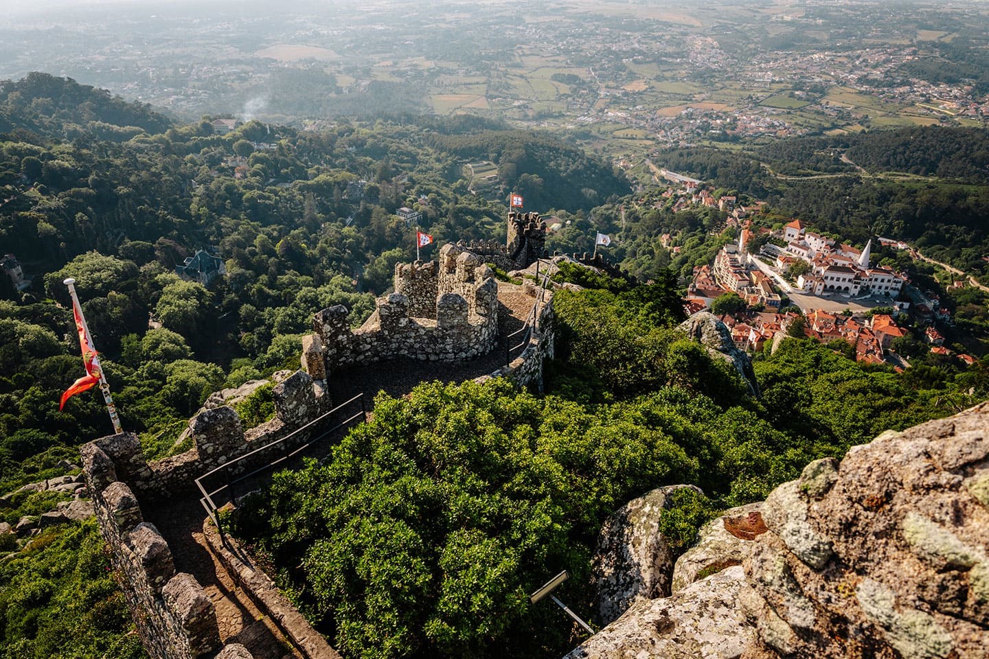 Vista aérea do Castelo dos Mouros, Sintra, Portugal