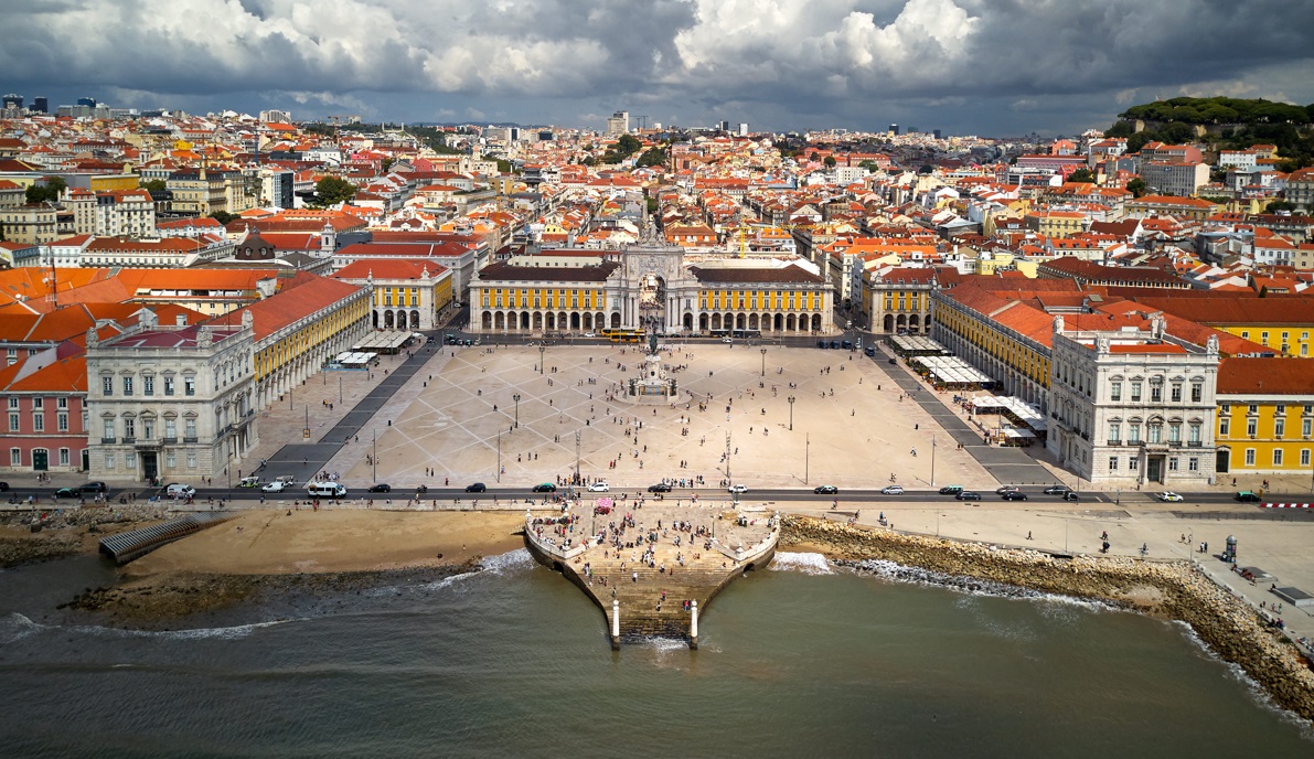 Vista de cima da Praça do Comércio, Lisboa, Portugal