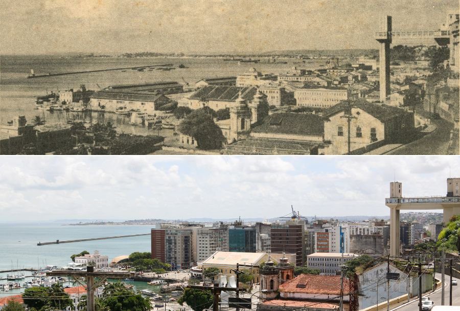 Antes e depois da cidade baixa em Salvador