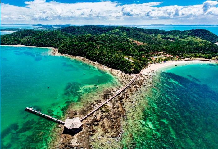 Vista aérea da chegada na Ilha dos Frades